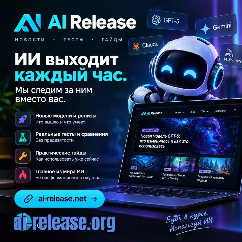 AI Release — artificial intelligence news every hour. Reviews, guides and breakdowns — on the website 👇 3 views 15: