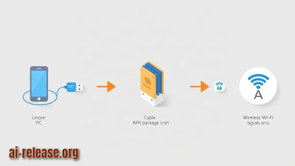 Illustration: Step 3. Run commands, install an APK, and switch to ADB over Wi-Fi